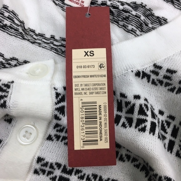 MERONA Cardigan Sweater Fair Isle Snowflake 3/4 Sleeves Crop Button Y2K Style XS - Picture 7 of 9